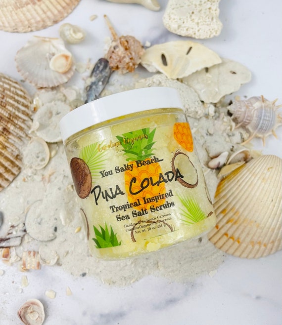 Pina Colada Dead Sea Salt Scrub | Natural Skin Care | Aloe Vera | 12oz -  Etsy
