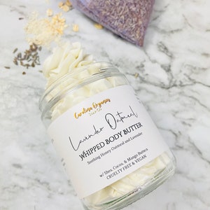 Lavendel Haferflocken Schlagsahne Körperbutter | Dreifache Buttermischung | Bio | Saubere Schönheit