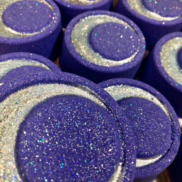 Crescent Moon Bath Bomb | Glitter Bomb | Shimmering Water | Sunflower Oil