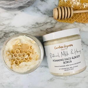 Oatmeal Milk & Honey Foaming Sugar Scrub | Face and Body Scrub | Organic Colloidal Oats