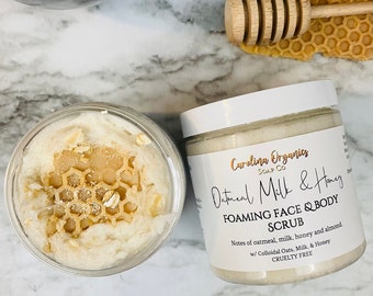 Oatmeal Milk & Honey Foaming Sugar Scrub | Face and Body Scrub | Organic Colloidal Oats