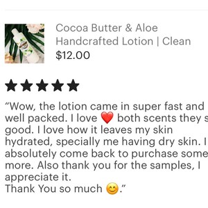 Cocoa Butter & Aloe Handcrafted Lotion Tropical Scents Clean Beauty After Sun Care image 8