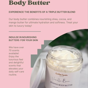 Deep Moisture Whipped Body Butter: Shea, Cocoa, Mango Butters, 70 Scents Available, Glowing Skin image 4