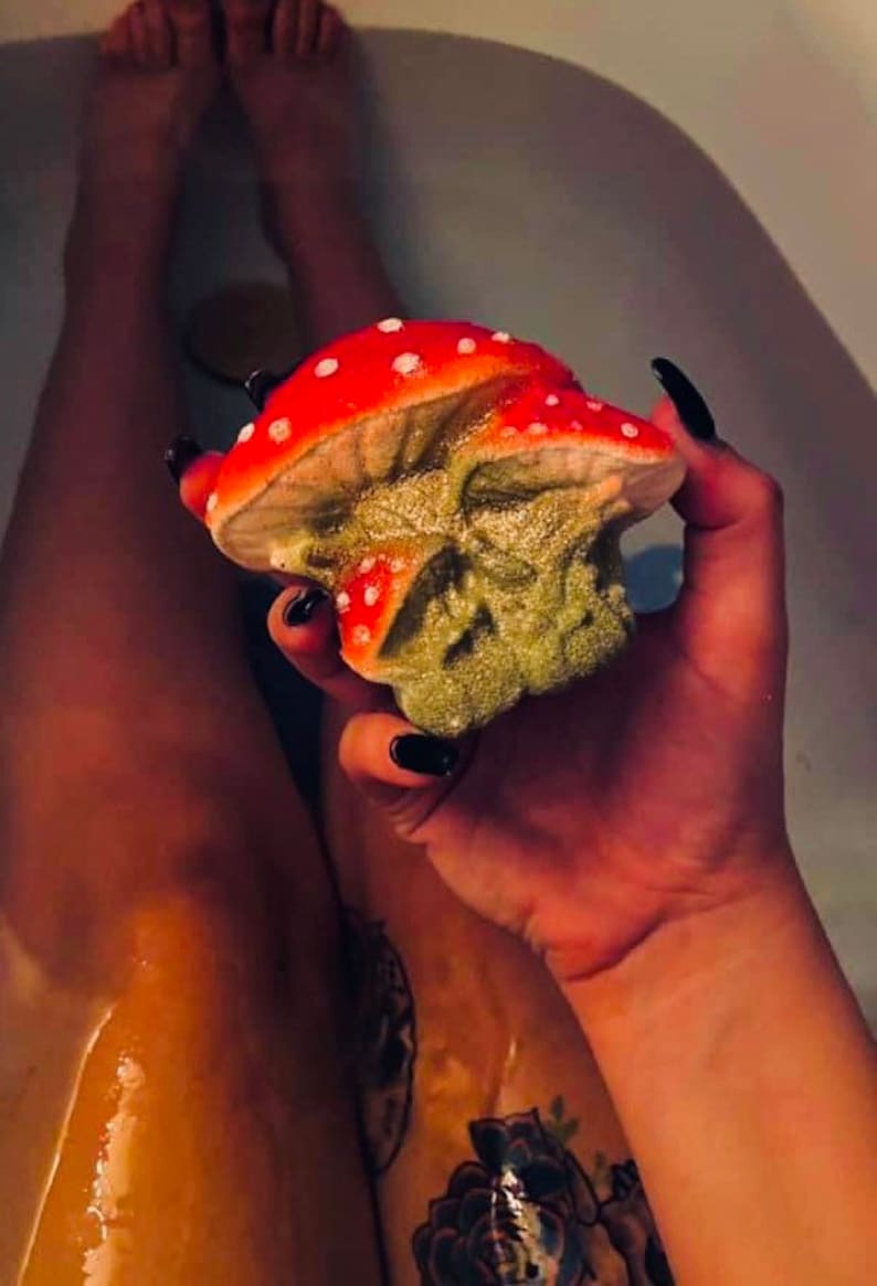 Mushroom bath bomb, mushroom gift, Cottagecore, Goblincore, rainbow inside image 6