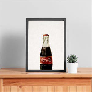 Impresión clásica de acuarela de cola / Arte mural impreso de Coca-Cola