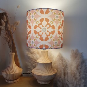 Spanish Tile Lampshade, Pink Orange Mustard Blue, Custom Drum Empire Shade