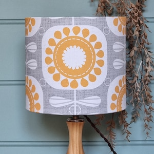 MID Century Love Lampshade | Orla Retro Light Shade | Lampshades for Table Lamps, Ceiling & Floor Lamps grey yellow