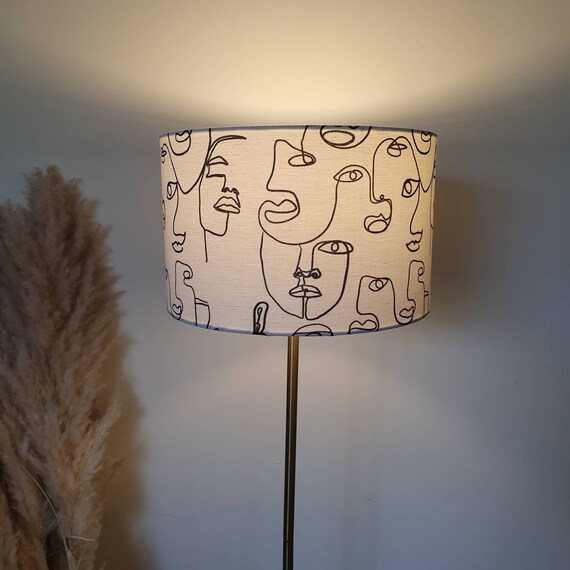 Black And White Line Work Faces Flowers Lampshade Custom Made Australia Black And White Line Work Faces Flowers, Do You Have To Line A Lampshade