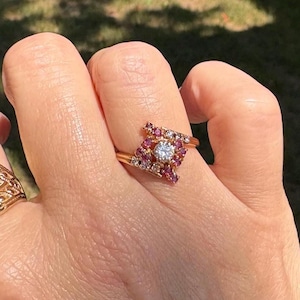 estate vintage 14k diamond and ruby ring