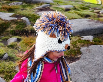 Crochet PATTERN for Hedgehog Hat - crochet hat pattern in baby, toddler, child, teen / adult - for left-handed and right-handed crocheters