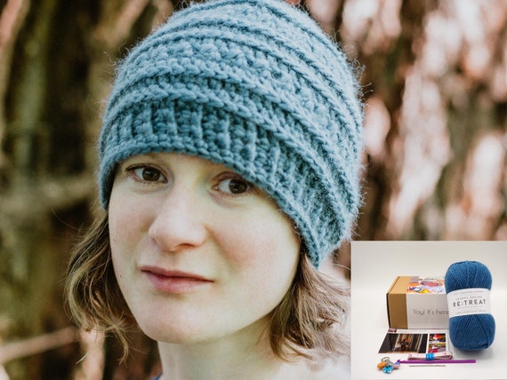Teal Crochet Beanie Hat Handmade 