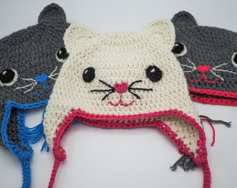 Crochet PATTERN for the Cat Hat - crochet hat pattern for baby, toddler, child, teen and adult - for left-handed and right-handed