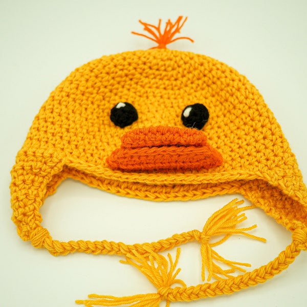 Crochet PATTERN for the Duck Hat - crochet hat pattern for baby, toddler, child, teen and adult - for left-handed and right-handed crafters