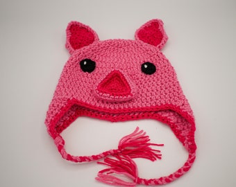 Crochet PATTERN for the Pig Hat - crochet hat pattern for baby, toddler, child, teen and adult - for left-handed and right-handed crafters