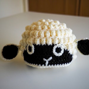 Crochet PATTERN for the Baby Sheep Hat - crochet hat pattern for baby, toddler, child, teen and adult - for left-handed and right-handed