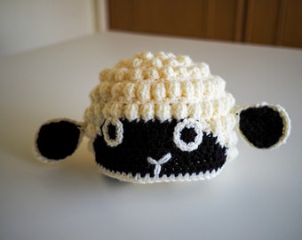 Crochet PATTERN for the Baby Sheep Hat - crochet hat pattern for baby, toddler, child, teen and adult - for left-handed and right-handed