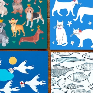 Pacchetto varietà animali - Set di 4 cartoline