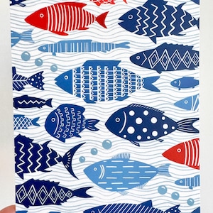 Graphische Fisch - Postkarte