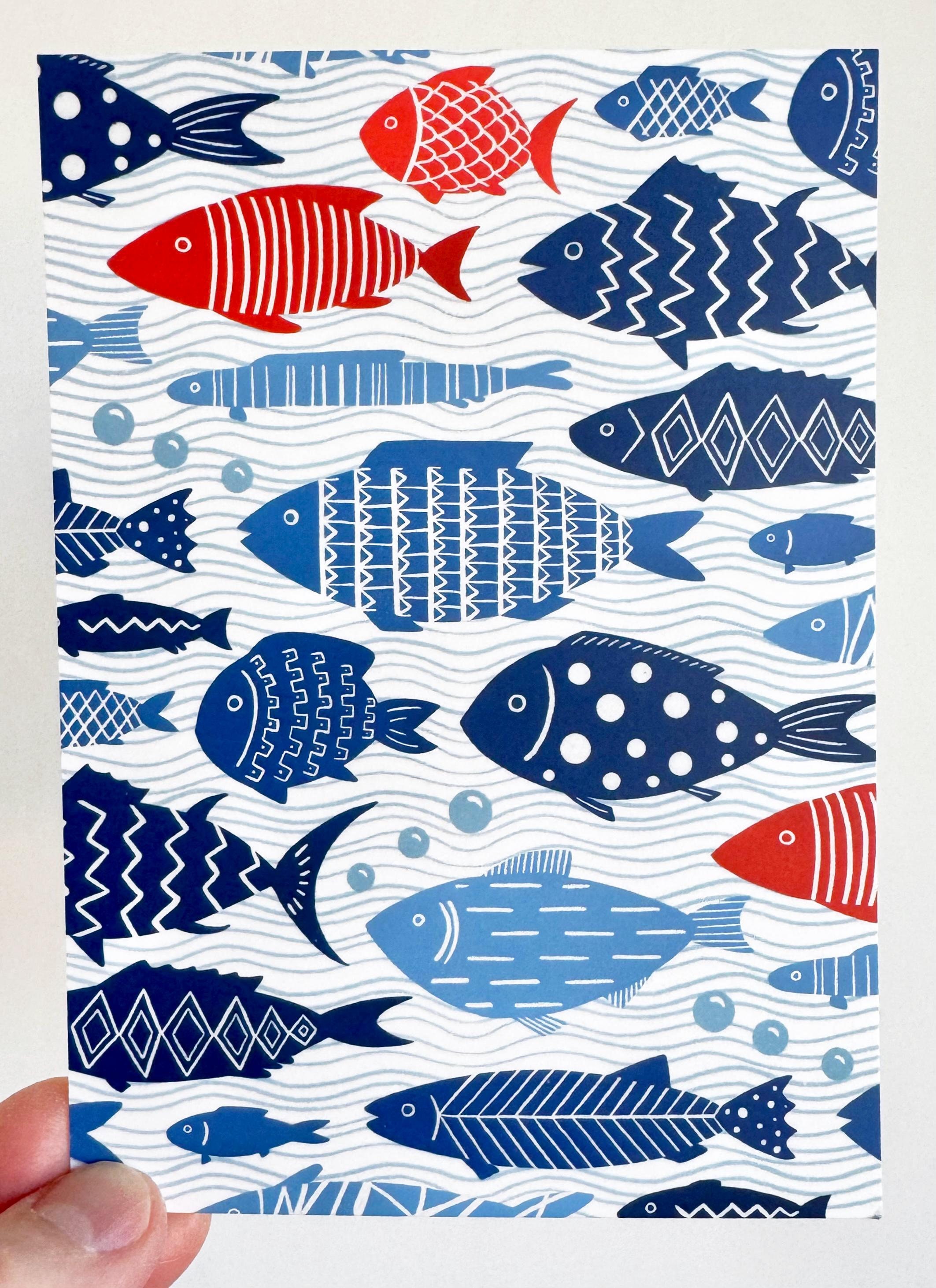 Graphic Fish - Postcard - Etsy