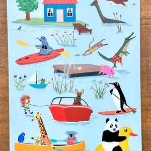 Animais no Lago - Cartão Postal