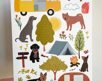 Honden kamperen - briefkaart