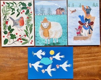 Peaceful Winter Greetings - Set of 4 Postcards