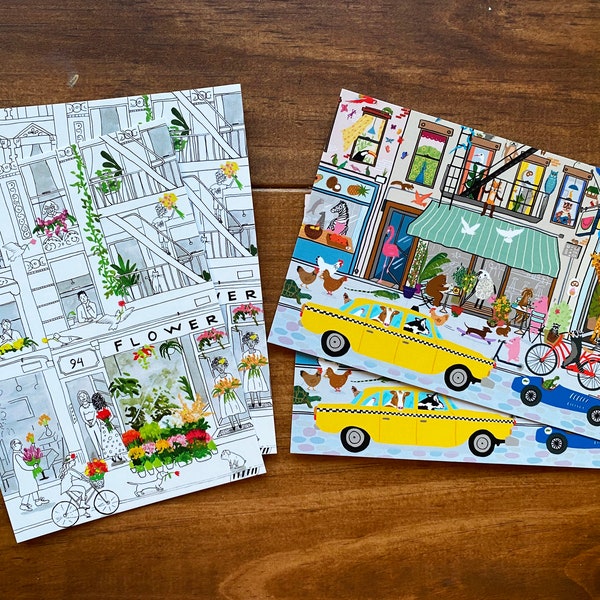 Playful New York - Set of 4 Postcards