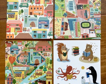 Book Lovers - Set of 4 Postcards