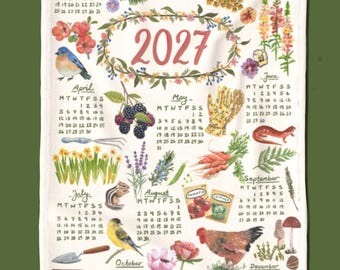 2027 Calendar Tea Towel - GARDENING