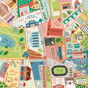 Mapa de la ciudad de un amante de los libros Lámina artística