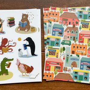 Amantes de los libros - Juego de 4 postales