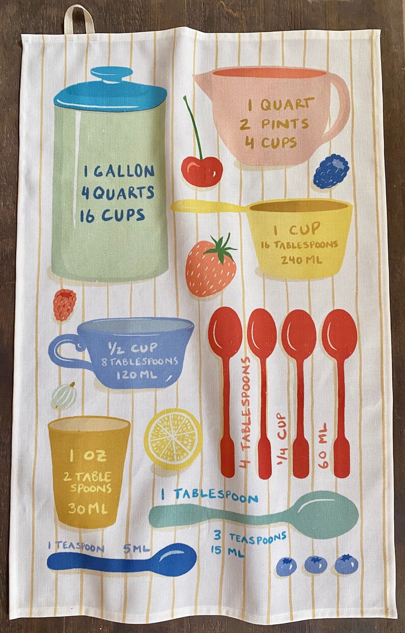 Kitchen Conversion Chart Tea Towel Etsy