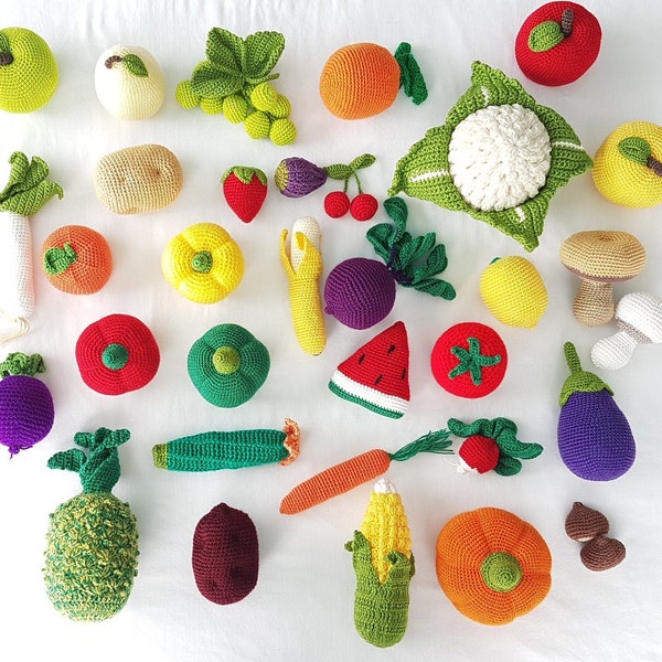 Dinette fruits et légumes en crochet