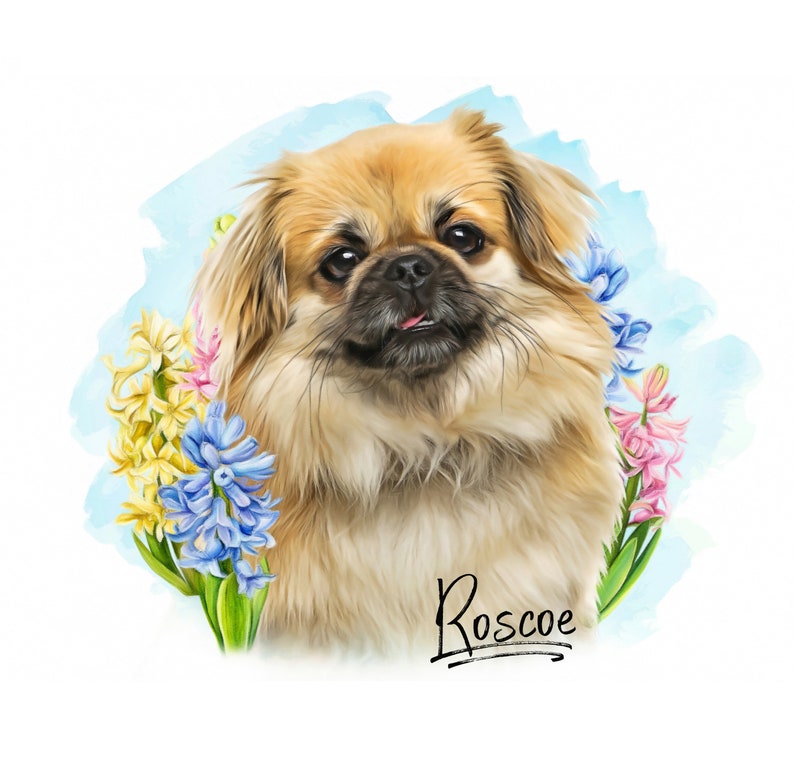 Custom Digital Pet Portrait With Flowers Labrador Dog Art Loss Of A Dog Pet Memorial Gifts Dog Lover Birthday Gift Dog Dad Fathers Day Gift Pet Portraits Art Collectibles