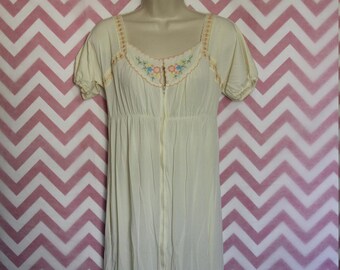 Gossard Artemis Rare Long Yellow Zip-Up Nightgown Size S Vtg