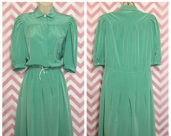 Liz Claiborne Green Polka-Dot Day Dress Size 6