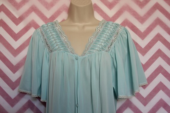 Vassarette Blue Button-Up Nightgown Size L USA - image 4