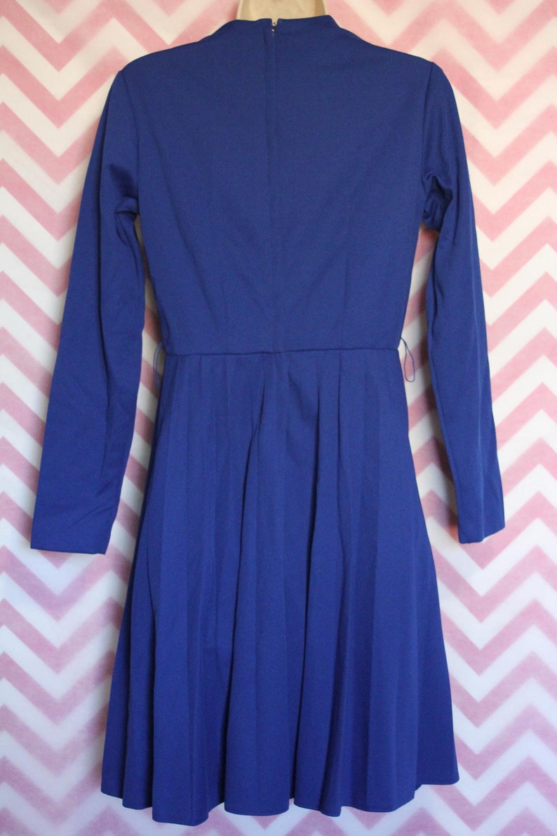 Toni Todd Pretty Blue Pleated A-Line Dress Size XS Vtg USA
