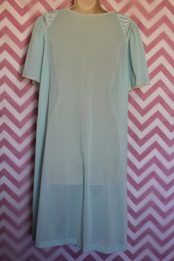 Vassarette Blue Button-Up Nightgown Size L USA - image 8