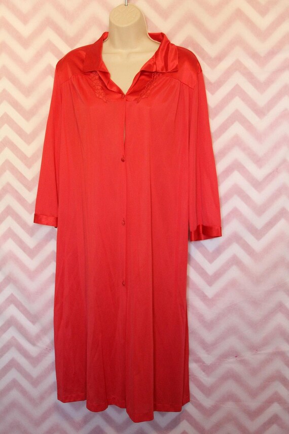 Vanity Fair Red Button-Up Nightgown Robe Size L 42 Antron | Etsy