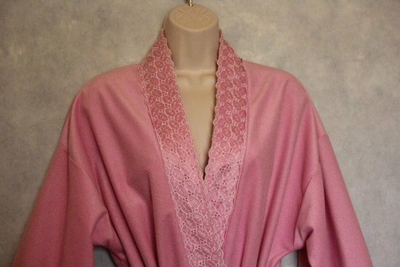 Vtg Ashley Ames Pink Waltz Length Robe Size M Dac… - image 1