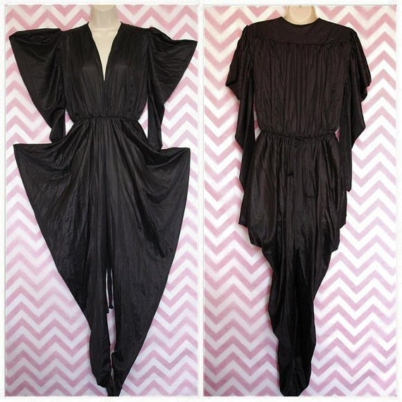 Vtg Lady Desiree Dramatic Black Jumpsuit Lingerie… - image 1