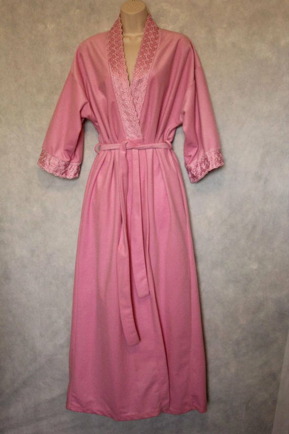 Vtg Ashley Ames Pink Waltz Length Robe Size M Dac… - image 3