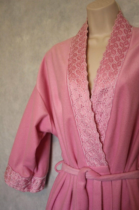 Vtg Ashley Ames Pink Waltz Length Robe Size M Dac… - image 2