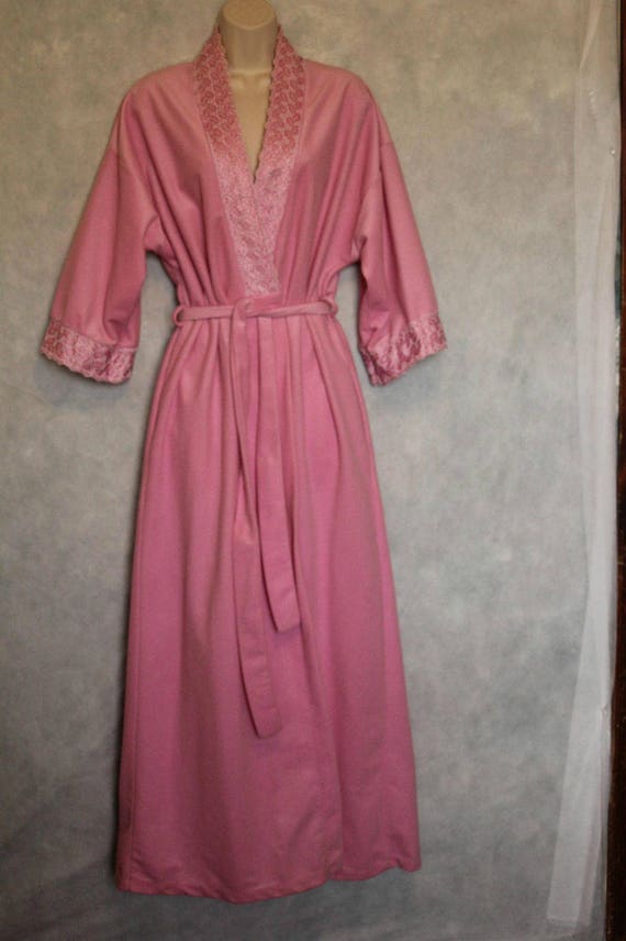 Vtg Ashley Ames Pink Waltz Length Robe Size M Dac… - image 4