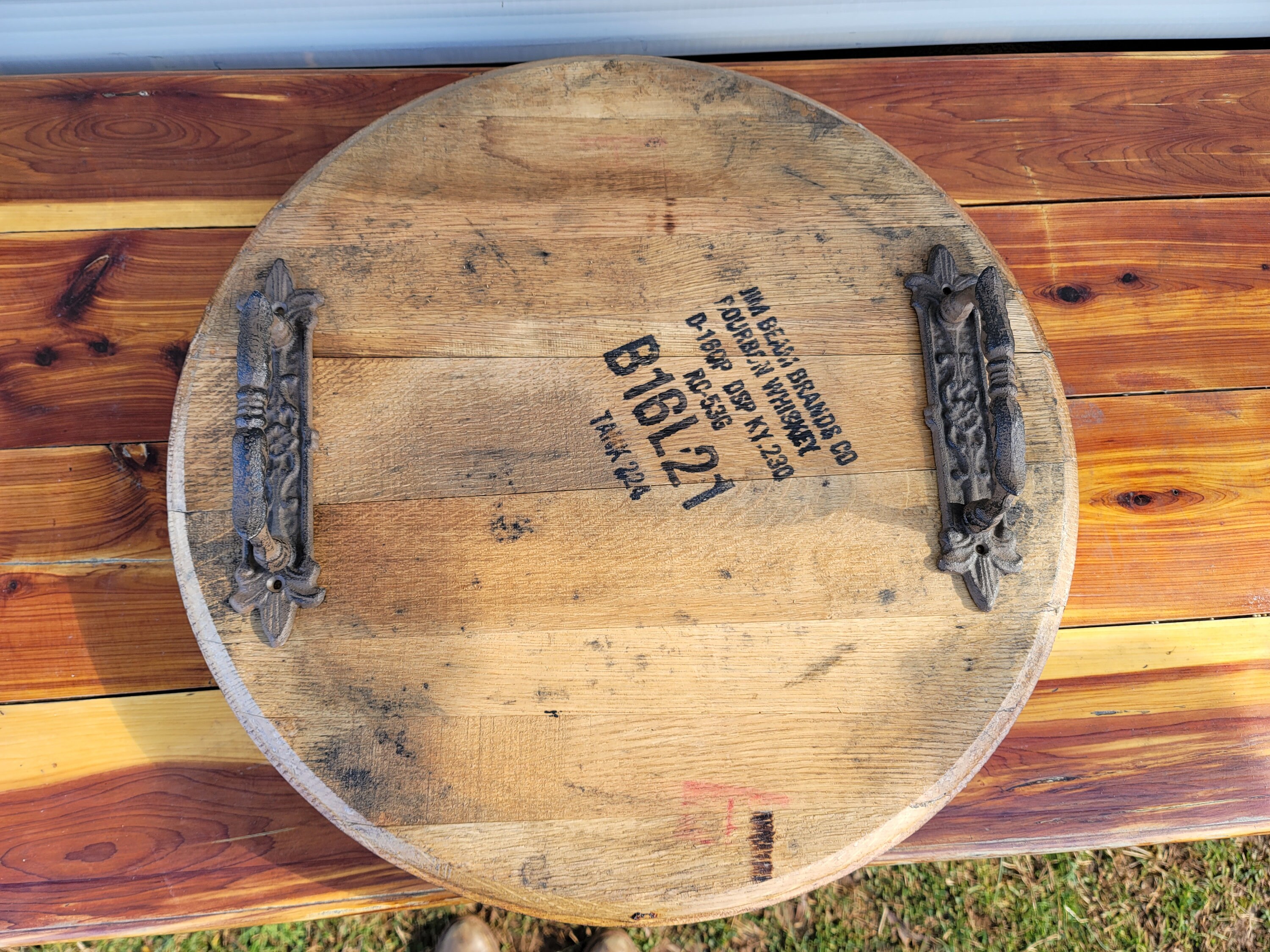 Jim Beam Bourbon Serving Tray Authentic Kentucky Whisky Barrel Etsy