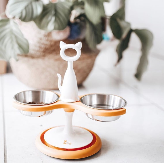Catswall Design Multi Cat Raised Feeder 2 Bowl Etsy