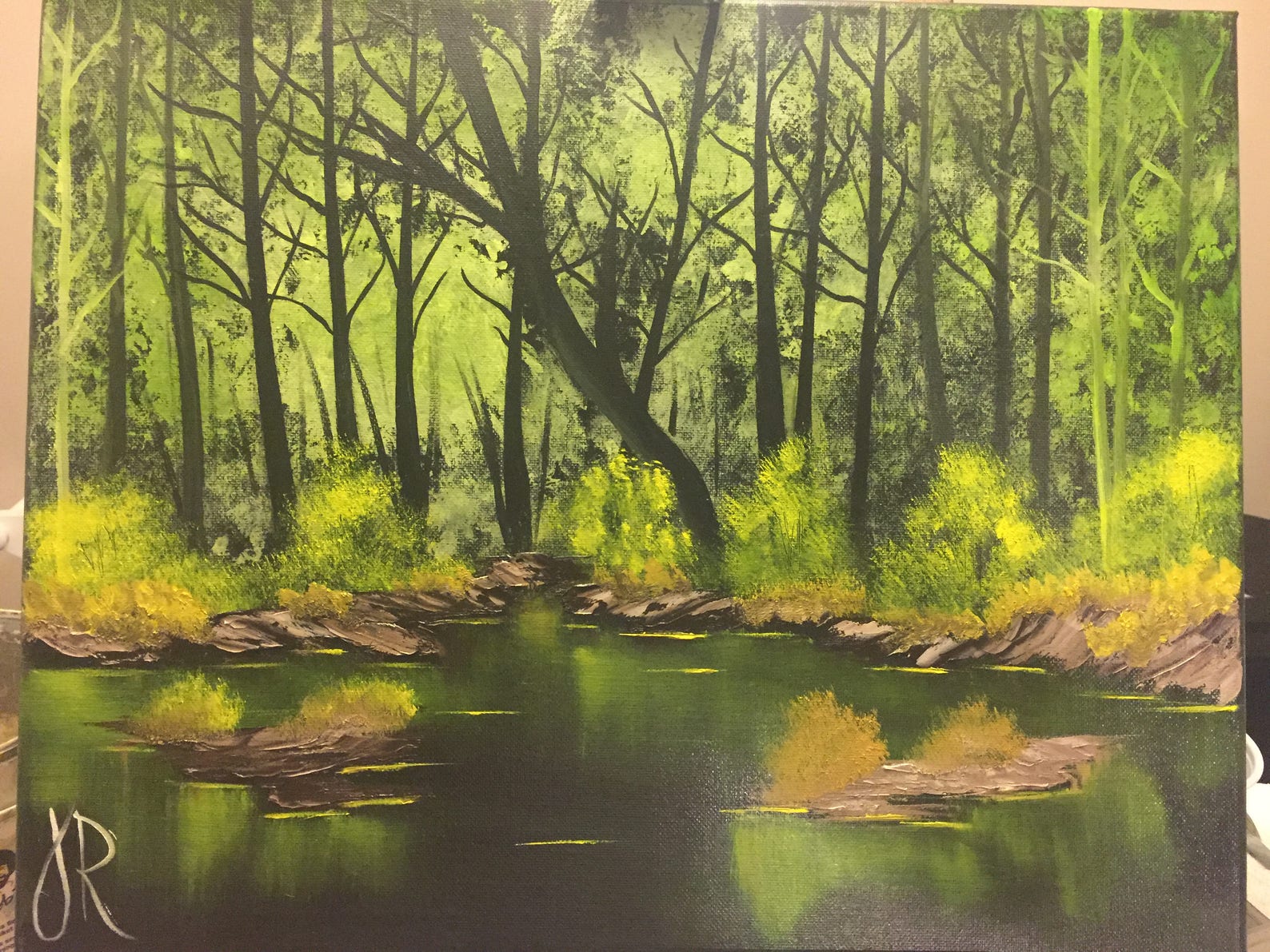 Bob Ross Style Landscape Oil Painting Neon Swamp | Etsy