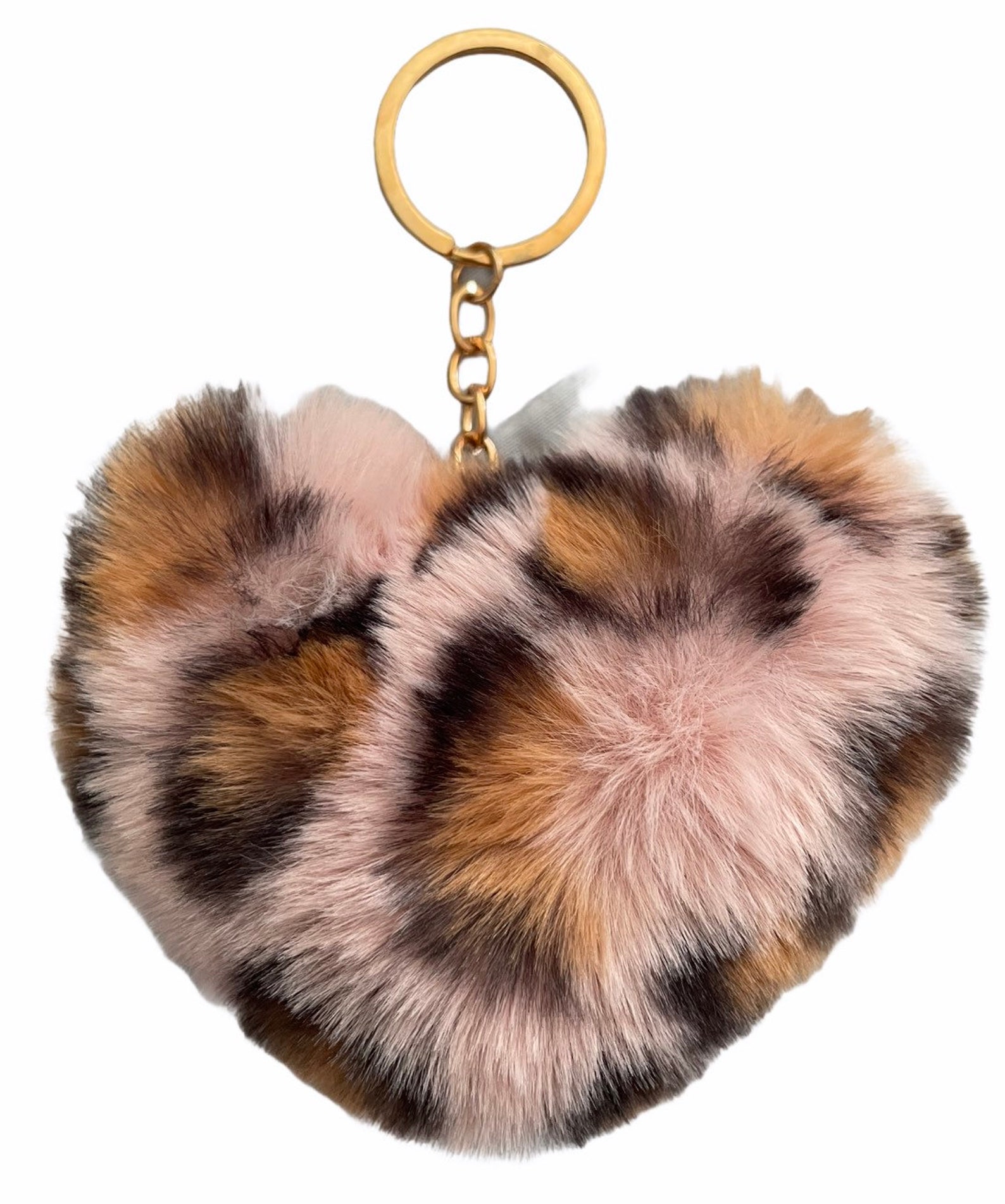 Fluffy heart cheetah key chain key chains cheetah heart Etsy