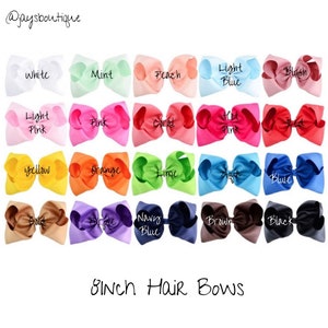 8 Inch-Classic Grosgrain Bow-Large hair bow - Cheer bows- Big hair bow, Toddler hair bows